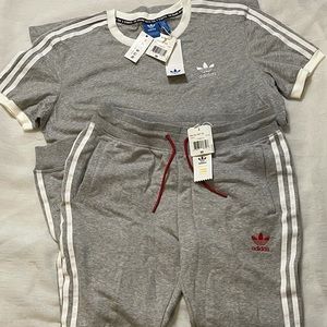 Gray Adidas 3 stripe outfit; BRAND NEW WITH TAG 🔥